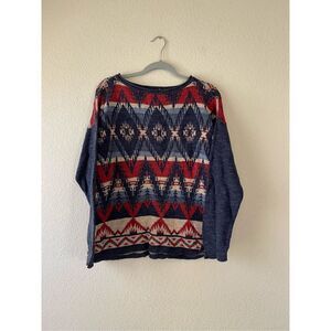 Chaps tribal southwestern print‎ cotton sweater Xl